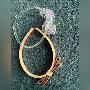 Bundle of two girls’ headbands pink and purple with bow